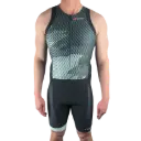 Tech+ EDGE Tri Suit Combinaison Triathlon Gris Noir Zip Avant